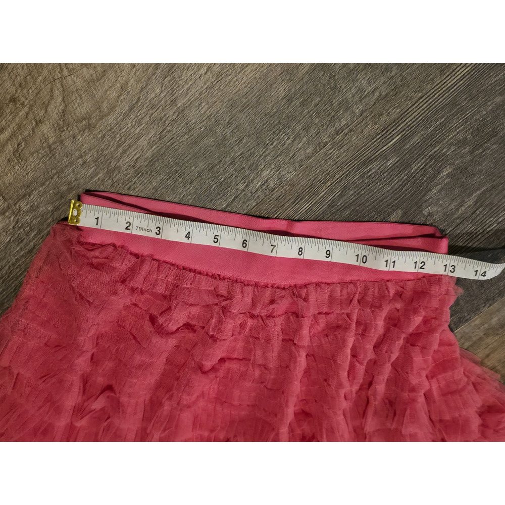 Women's Pink Tiered Ruffle Tulle Midi Skirt Size S Elastic Waist Balletcore NWOT - Picture 2 of 5